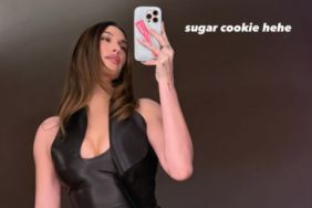 Hailey Bieber plunging dress photos